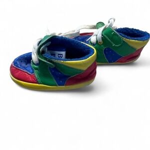 Vintage baby deer baby shoes color block